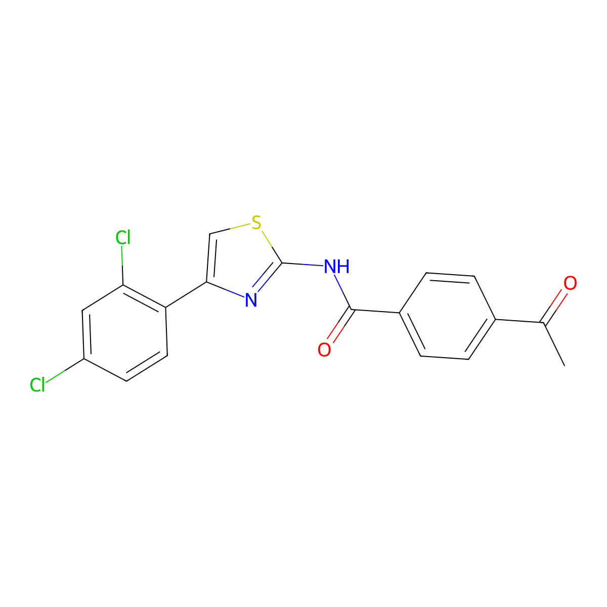 4-acetyl-N-[4-(2,4-dichlorophenyl)-1,3-thiazol-2-yl]benzamide molecular structure, CAS 477568-76-6