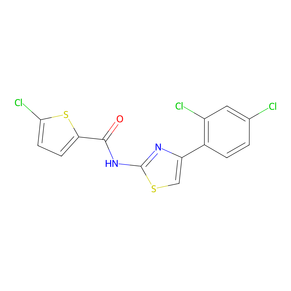 5-chloro-N-[4-(2,4-dichlorophenyl)-1,3-thiazol-2-yl]thiophene-2-carboxamide molecular structure, CAS 477568-80-2