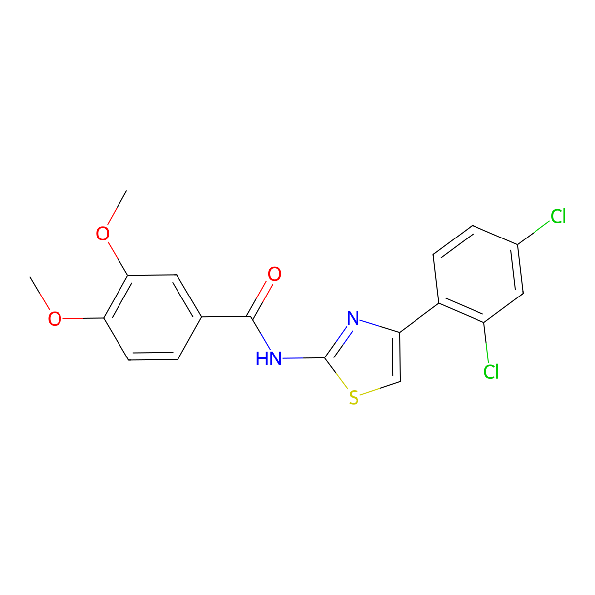 N-[4-(2,4-dichlorophenyl)-1,3-thiazol-2-yl]-3,4-dimethoxybenzamide molecular structure, CAS 477568-84-6