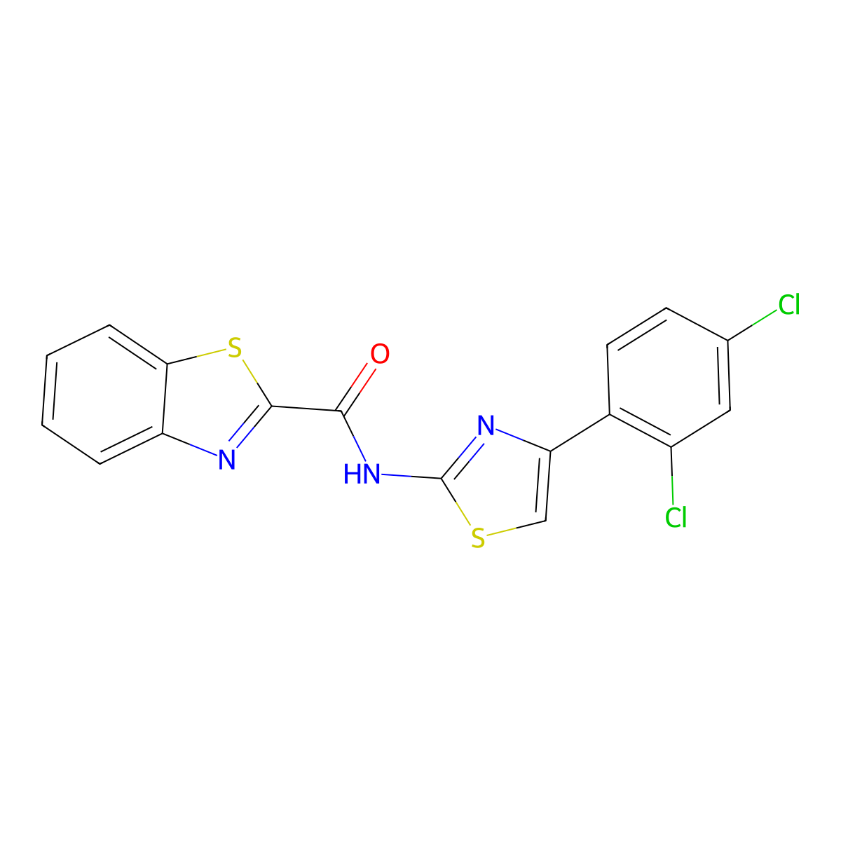 N-[4-(2,4-dichlorophenyl)-1,3-thiazol-2-yl]-1,3-benzothiazole-2-carboxamide molecular structure, CAS 477568-86-8