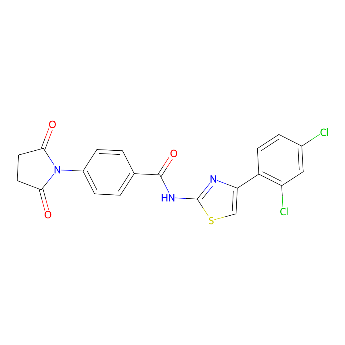 N-[4-(2,4-dichlorophenyl)-1,3-thiazol-2-yl]-4-(2,5-dioxopyrrolidin-1-yl)benzamide molecular structure, CAS 477568-94-8