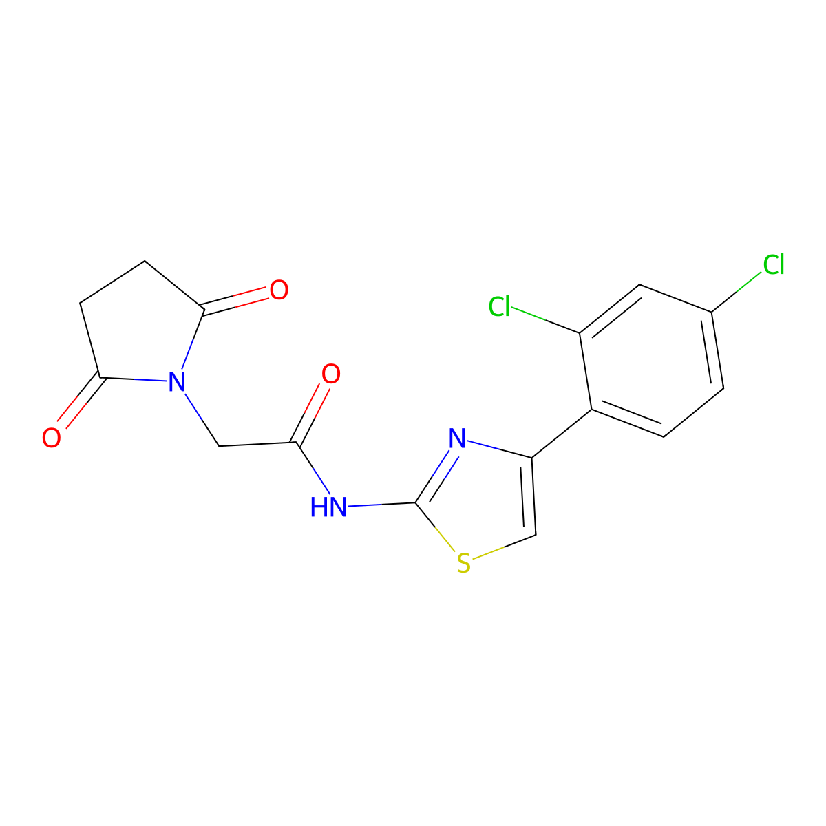 N-[4-(2,4-dichlorophenyl)-1,3-thiazol-2-yl]-2-(2,5-dioxopyrrolidin-1-yl)acetamide molecular structure, CAS 477569-12-3