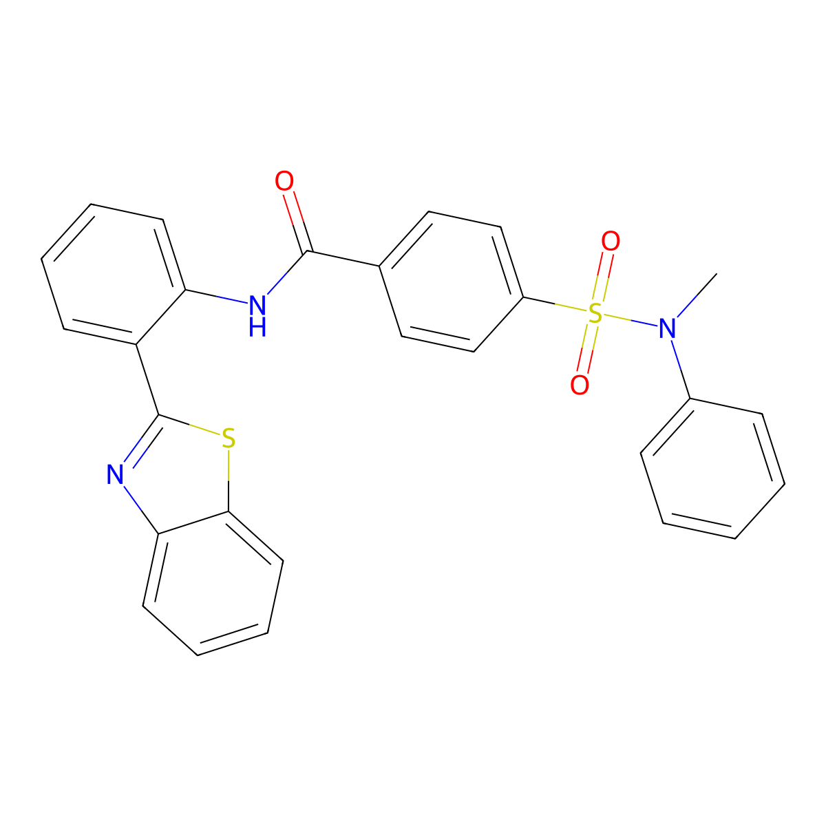 N-[2-(1,3-benzothiazol-2-yl)phenyl]-4-[methyl(phenyl)sulfamoyl]benzamide molecular structure, CAS 477569-61-2
