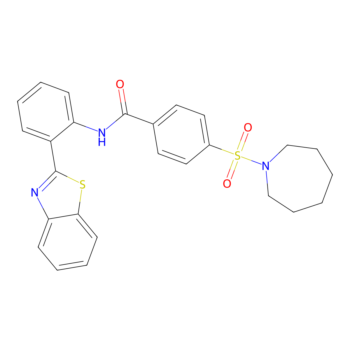 4-(azepan-1-ylsulfonyl)-N-[2-(1,3-benzothiazol-2-yl)phenyl]benzamide molecular structure, CAS 477569-68-9
