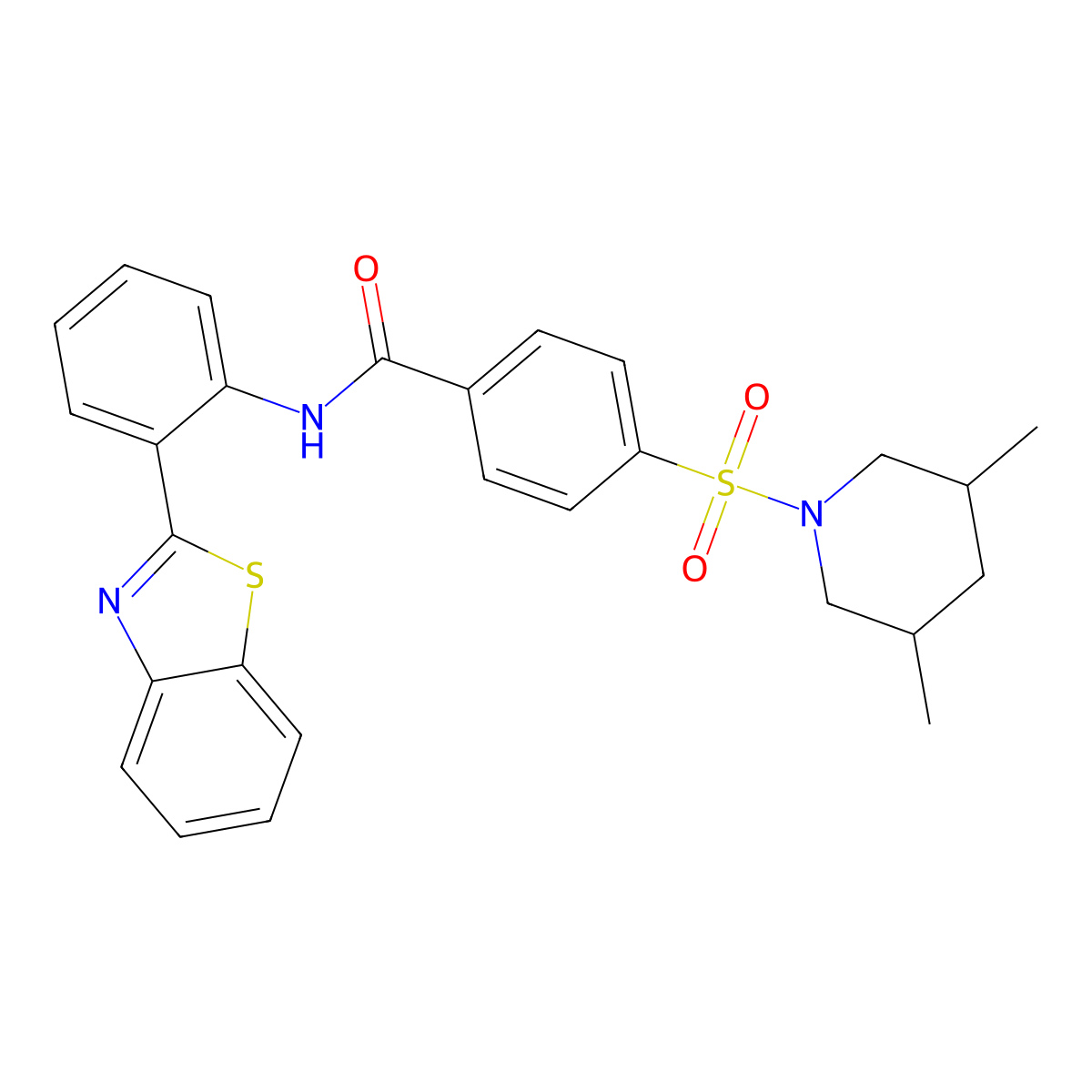 N-(2-(benzo[d]thiazol-2-yl)phenyl)-4-((3,5-dimethylpiperidin-1-yl)sulfonyl)benzamide molecular structure, CAS 477569-87-2