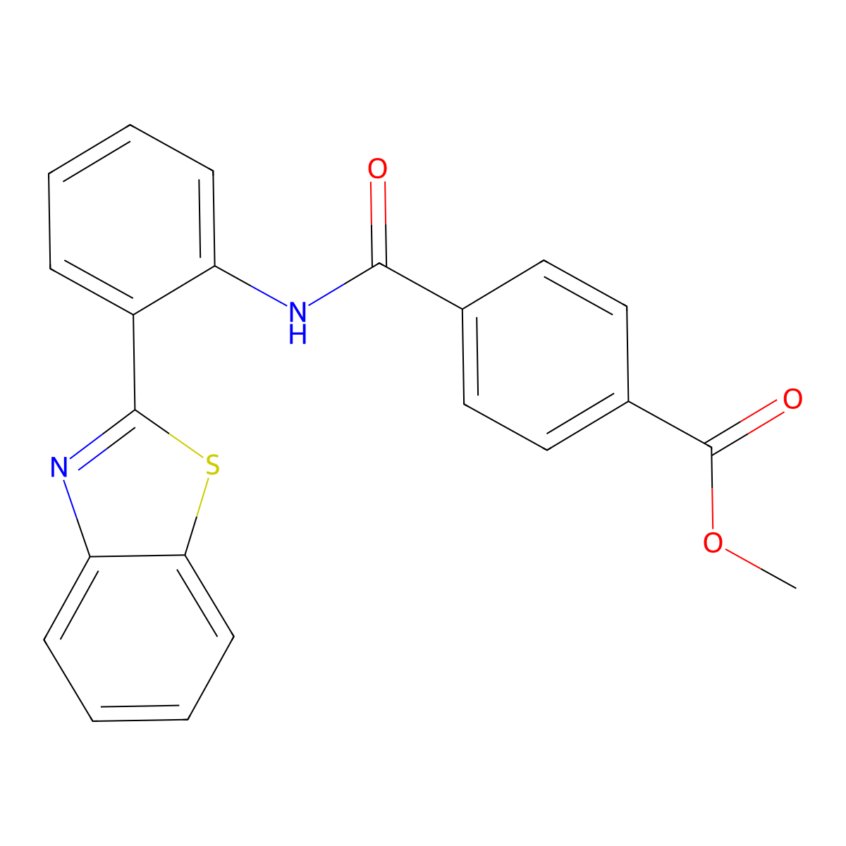 Methyl 4-((2-(benzo[d]thiazol-2-yl)phenyl)carbamoyl)benzoate molecular structure, CAS 477570-01-7