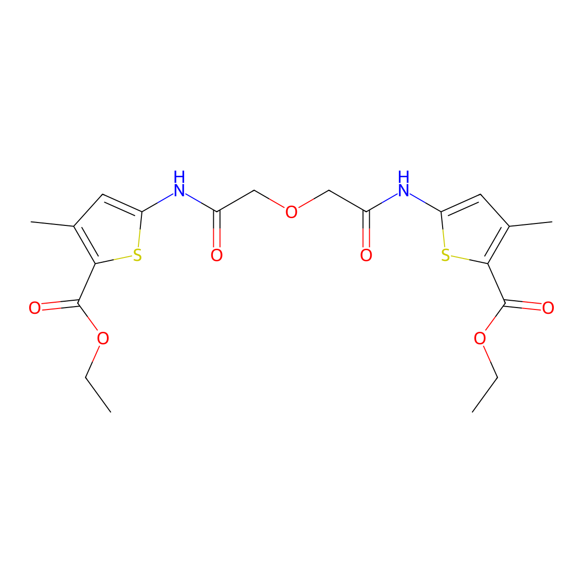 Ethyl 5-[2-({[5-(ethoxycarbonyl)-4-methylthiophen-2-yl]carbamoyl}methoxy)acetamido]-3-methylthiophene-2-carboxylate molecular structure, CAS 477571-92-9