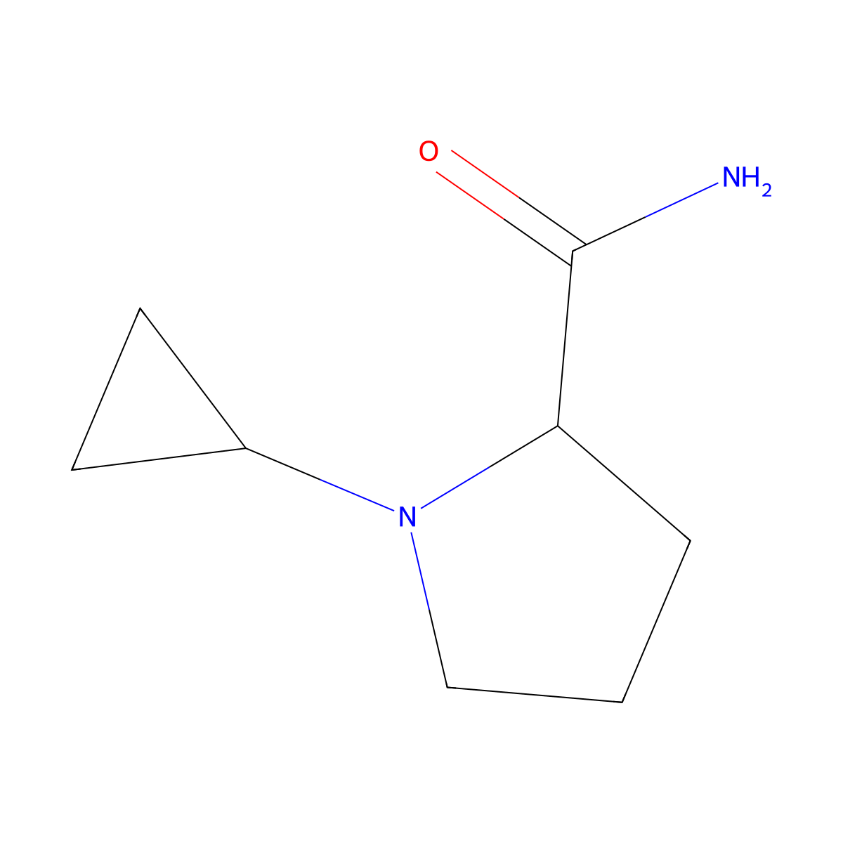 (S)-1-Cyclopropylpyrrolidine-2-carboxamide molecular structure, CAS 477575-60-3
