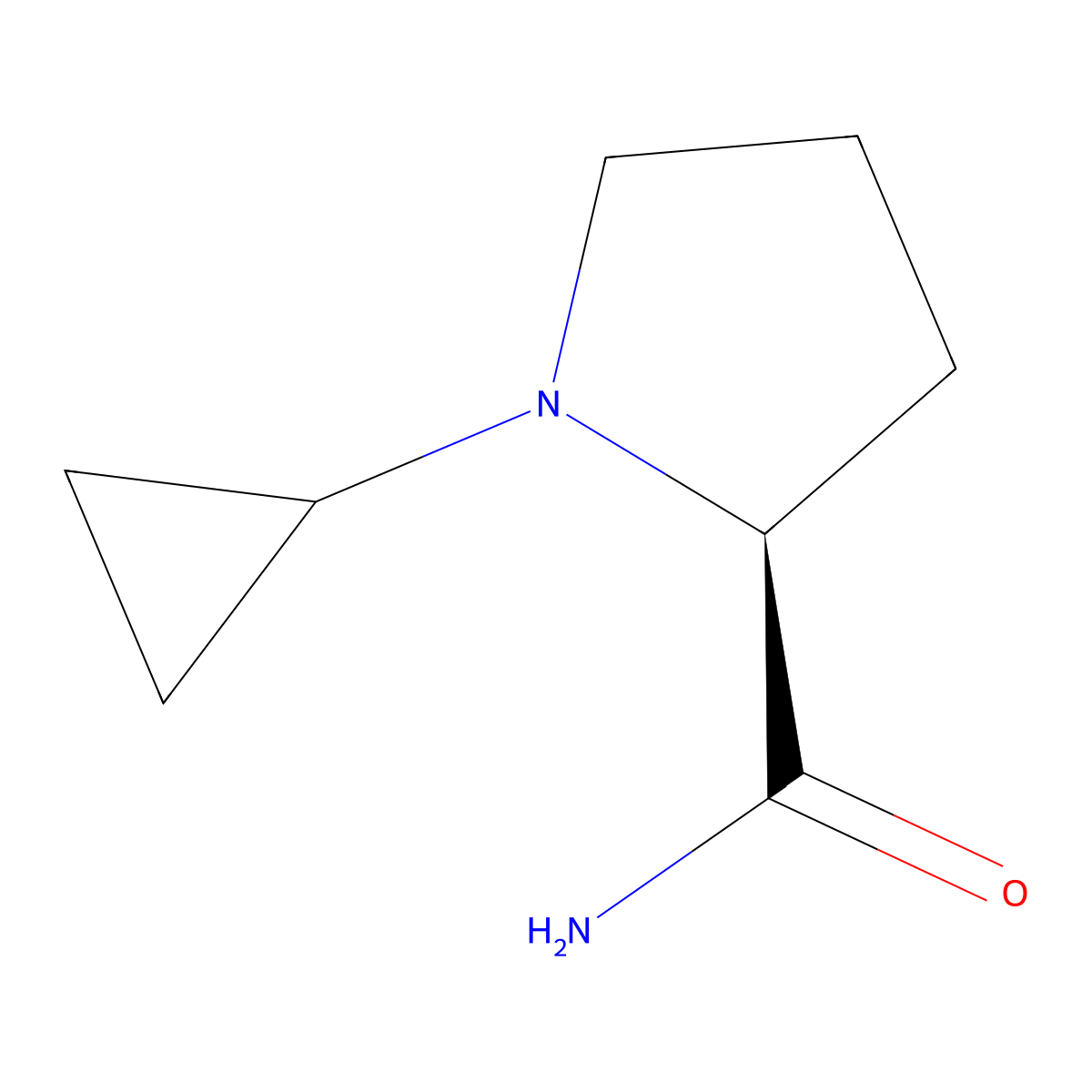 (S)-1-Cyclopropylpyrrolidine-2-carboxamide molecular structure, CAS 477575-60-3