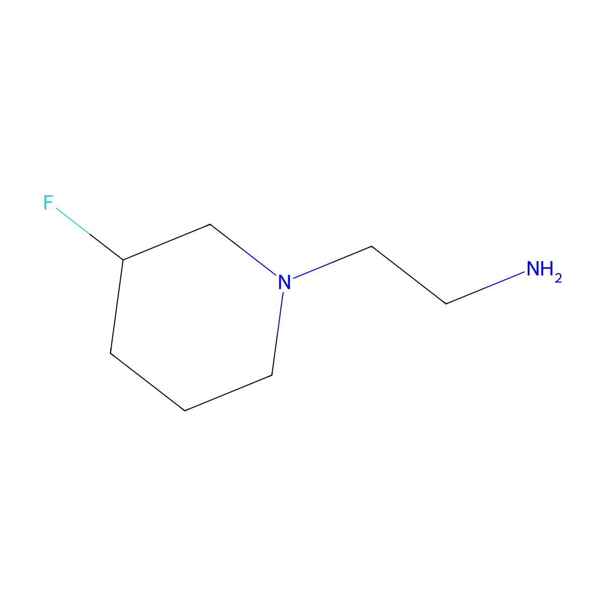 2-(3-Fluoropiperidin-1-yl)ethan-1-amine molecular structure, CAS 477577-23-4