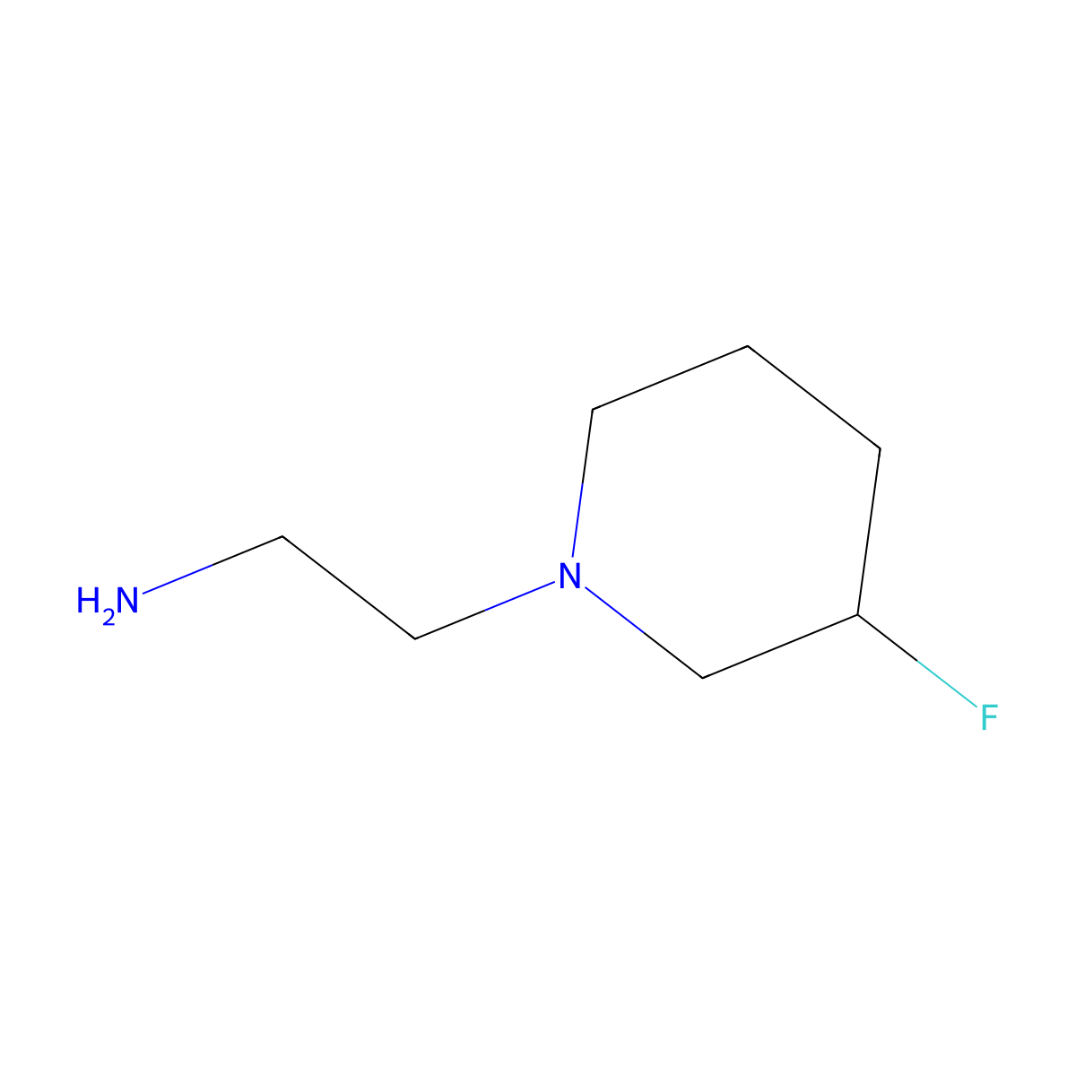2-(3-Fluoropiperidin-1-yl)ethan-1-amine molecular structure, CAS 477577-23-4