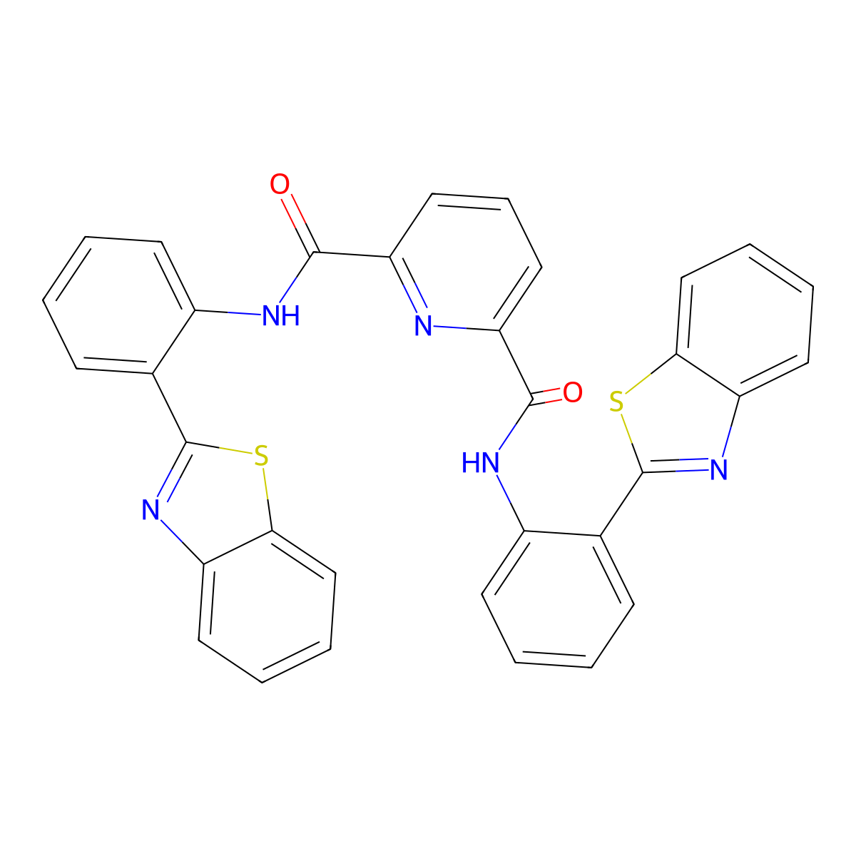 N2,N6-bis(2-(benzo[d]thiazol-2-yl)phenyl)pyridine-2,6-dicarboxamide molecular structure, CAS 477578-93-1
