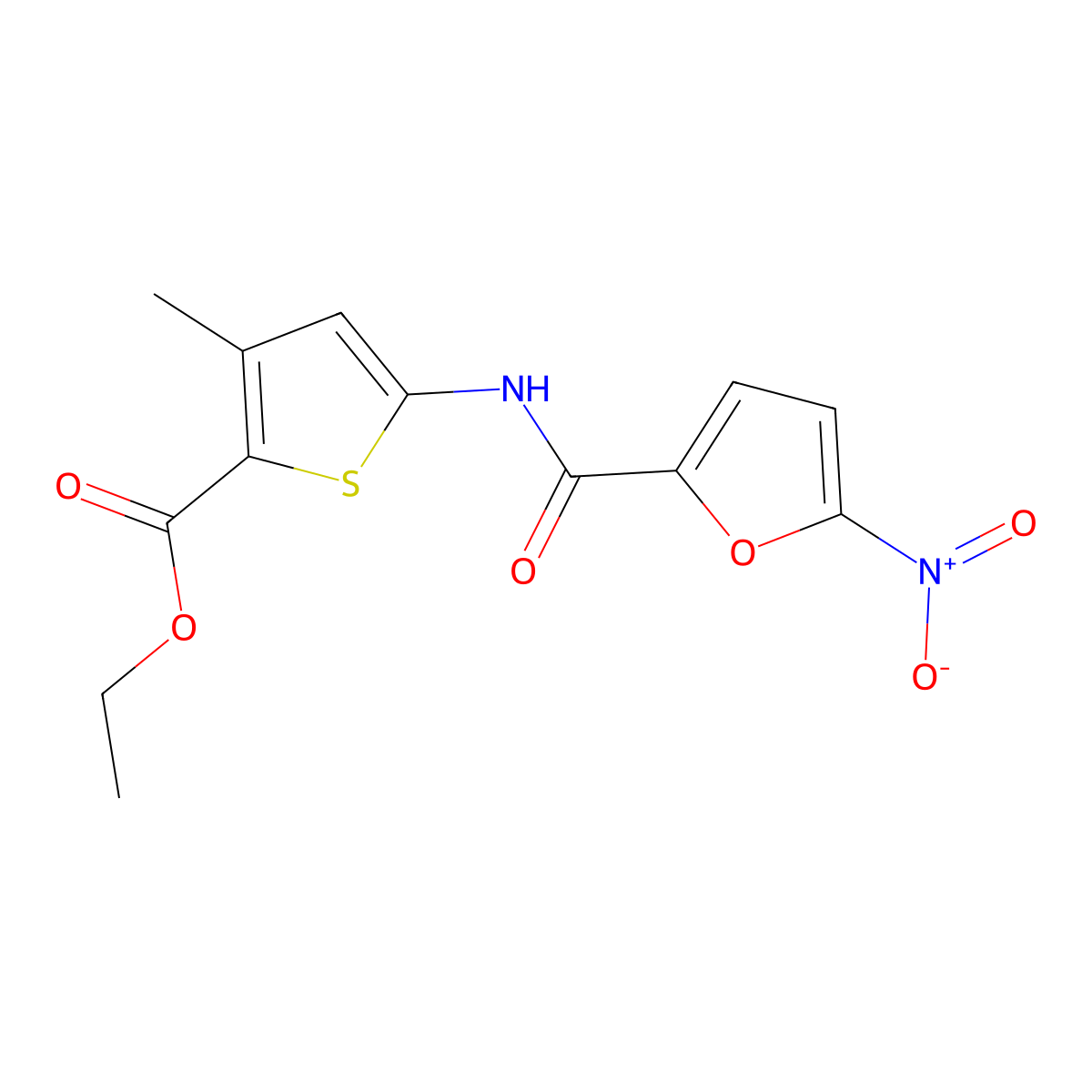Ethyl 3-methyl-5-(5-nitrofuran-2-carboxamido)thiophene-2-carboxylate molecular structure, CAS 477579-00-3