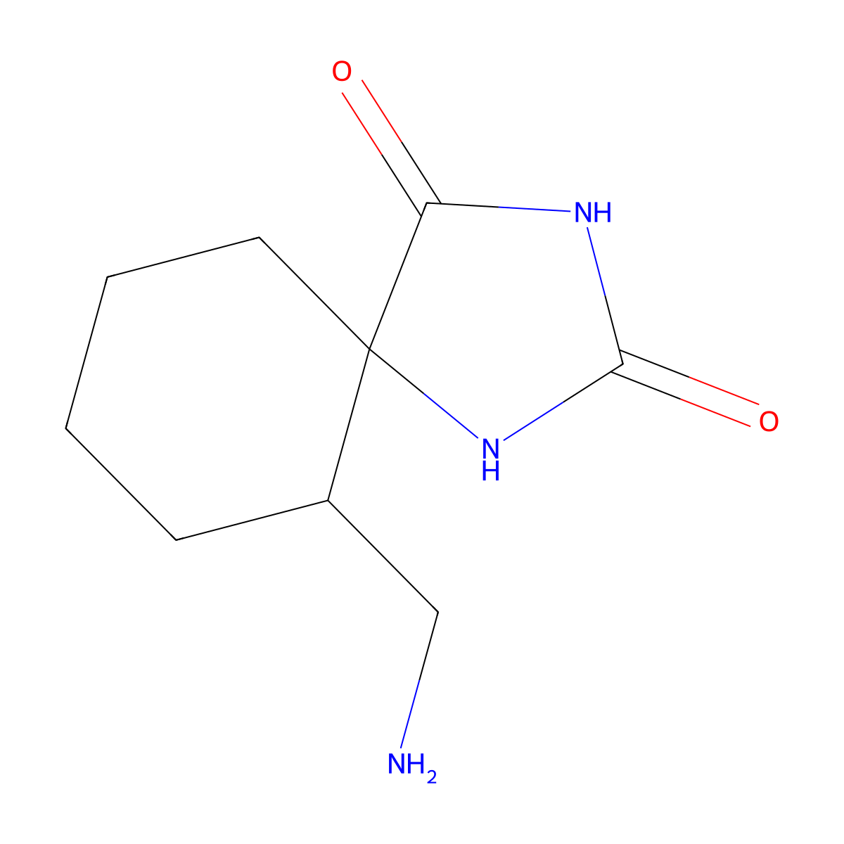6-(Aminomethyl)-1,3-diazaspiro[4.5]decane-2,4-dione molecular structure, CAS 477584-16-0