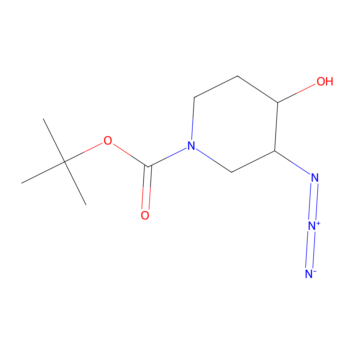 Tert-butyl 3-azido-4-hydroxypiperidine-1-carboxylate molecular structure, CAS 477584-62-6