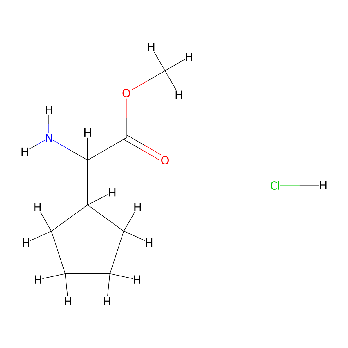 Methyl 2-amino-2-cyclopentylacetate hydrochloride molecular structure, CAS 477584-83-1