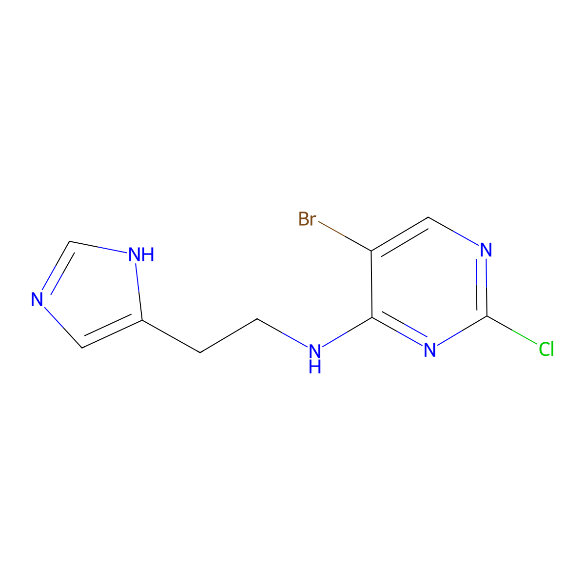 N-[2-(4-Imidazolyl)ethyl]-5-bromo-2-chloropyrimidin-4-amine molecular structure, CAS 477592-86-2