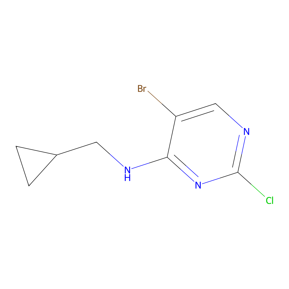 (5-Bromo-2-chloro-pyrimidin-4-yl)-cyclopropylmethyl-amine molecular structure, CAS 477592-87-3