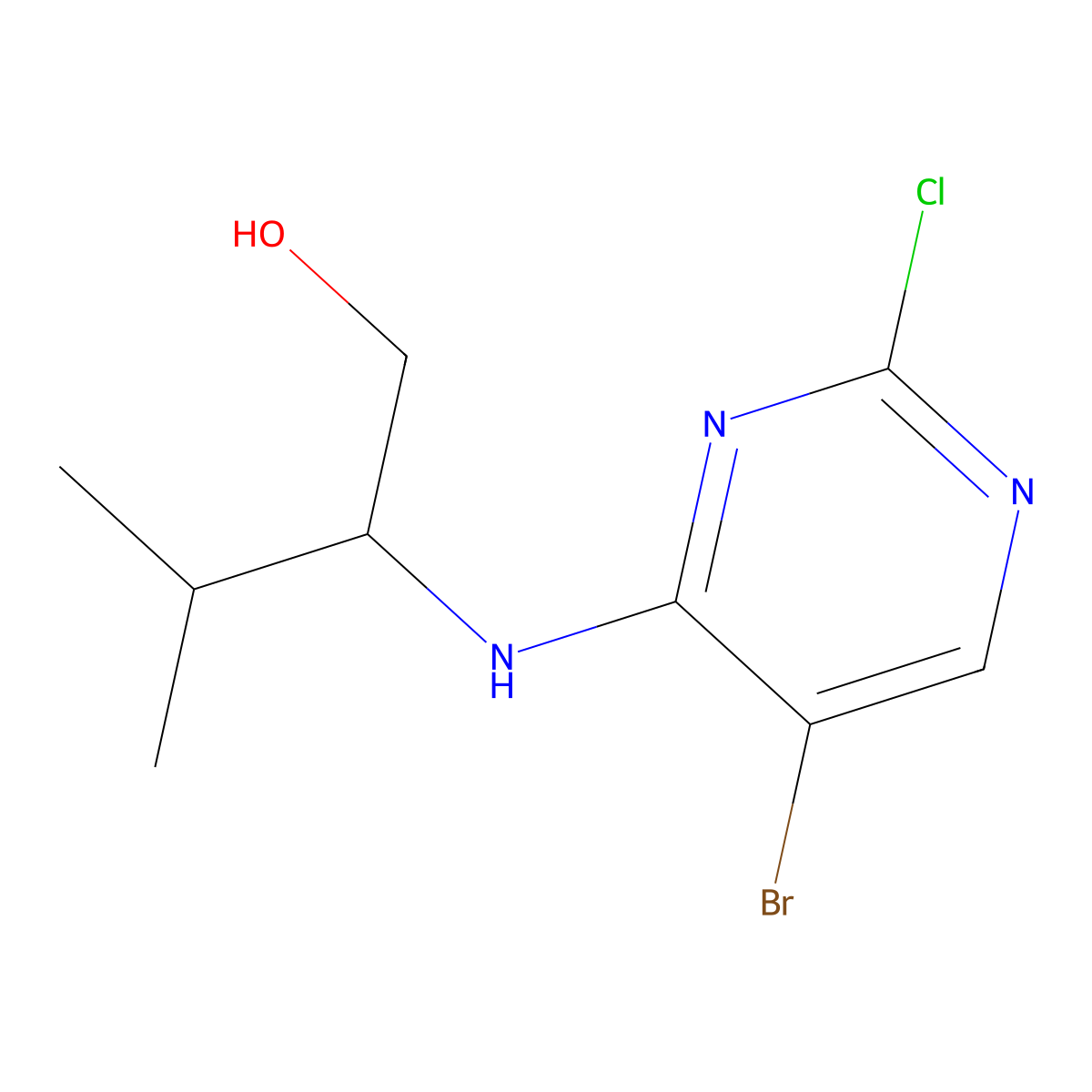 (2S)-2-[(5-bromo-2-chloropyrimidin-4-yl)amino]-3-methylbutan-1-ol molecular structure, CAS 477592-89-5