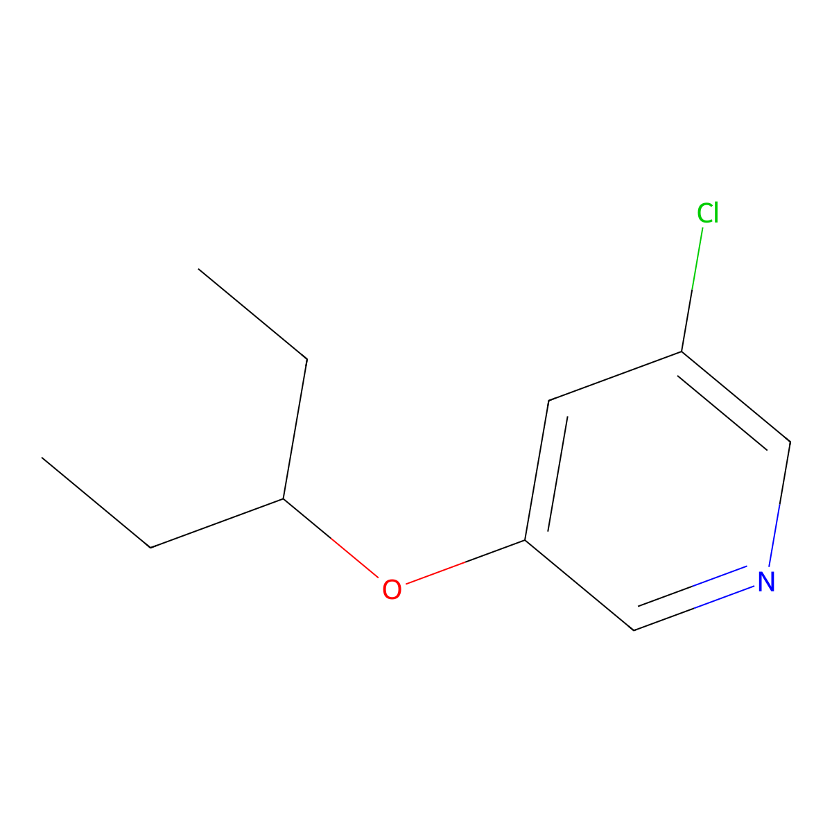 3-Chloro-5-(1-ethylpropoxy)pyridine molecular structure, CAS 477598-32-6