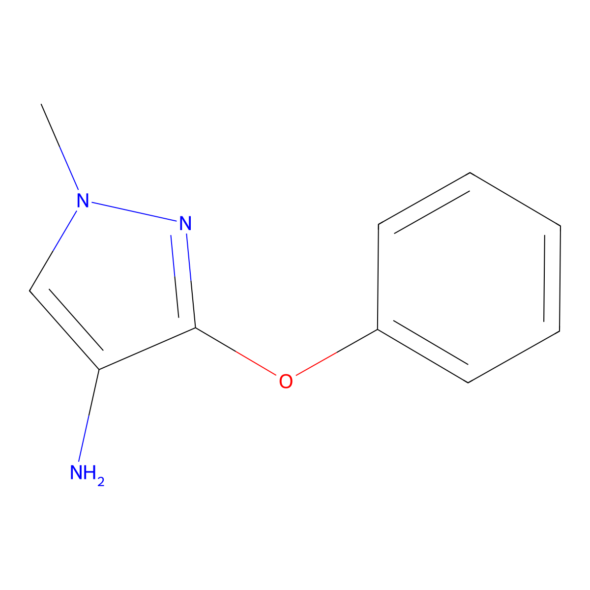 1-methyl-3-phenoxy-1H-pyrazol-4-amine molecular structure, CAS 477698-15-0