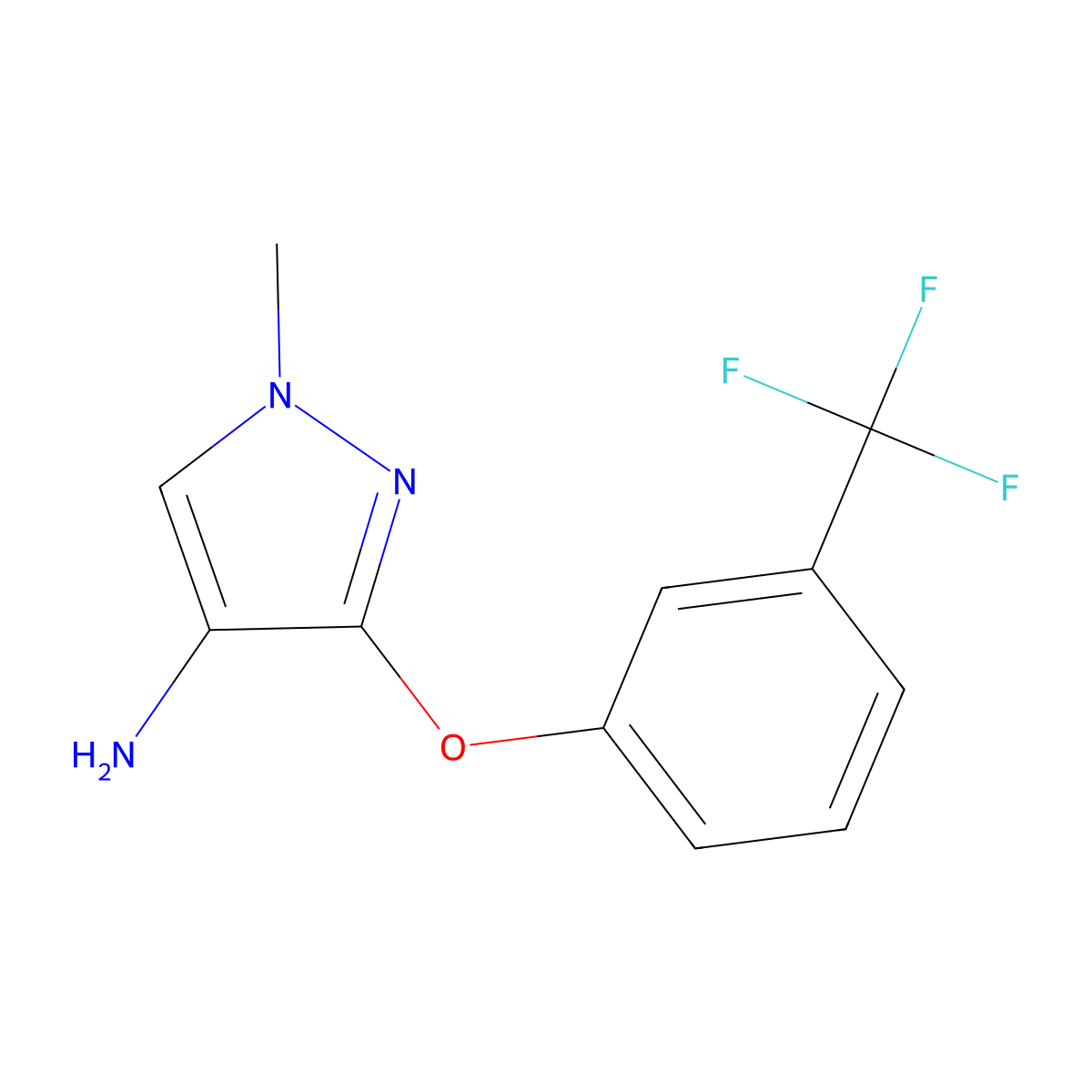 1-Methyl-3-[3-(trifluoromethyl)phenoxy]-1H-pyrazol-4-amine molecular structure, CAS 477698-16-1