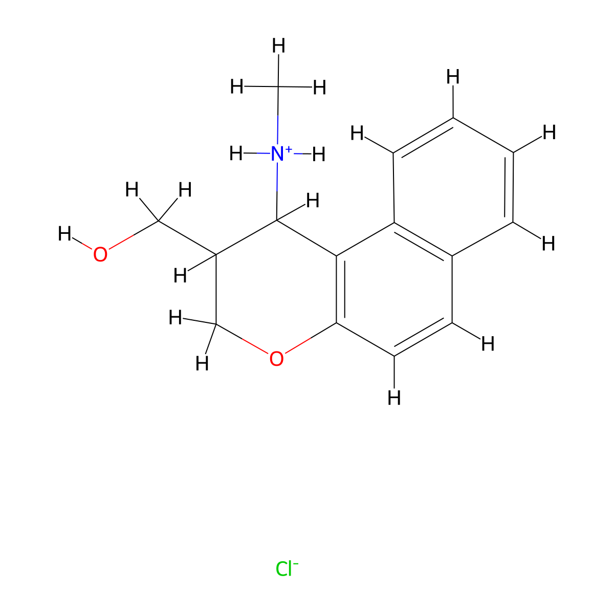 2-(hydroxymethyl)-N-methyl-2,3-dihydro-1H-benzo[f]chromen-1-aminium chloride molecular structure, CAS 477708-75-1