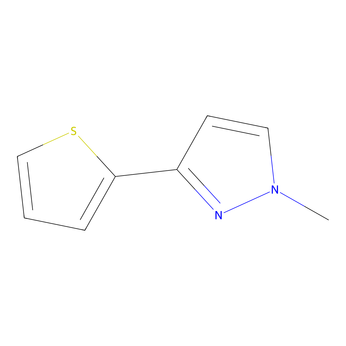 1-methyl-3-(2-thienyl)-1H-pyrazole molecular structure, CAS 477708-76-2