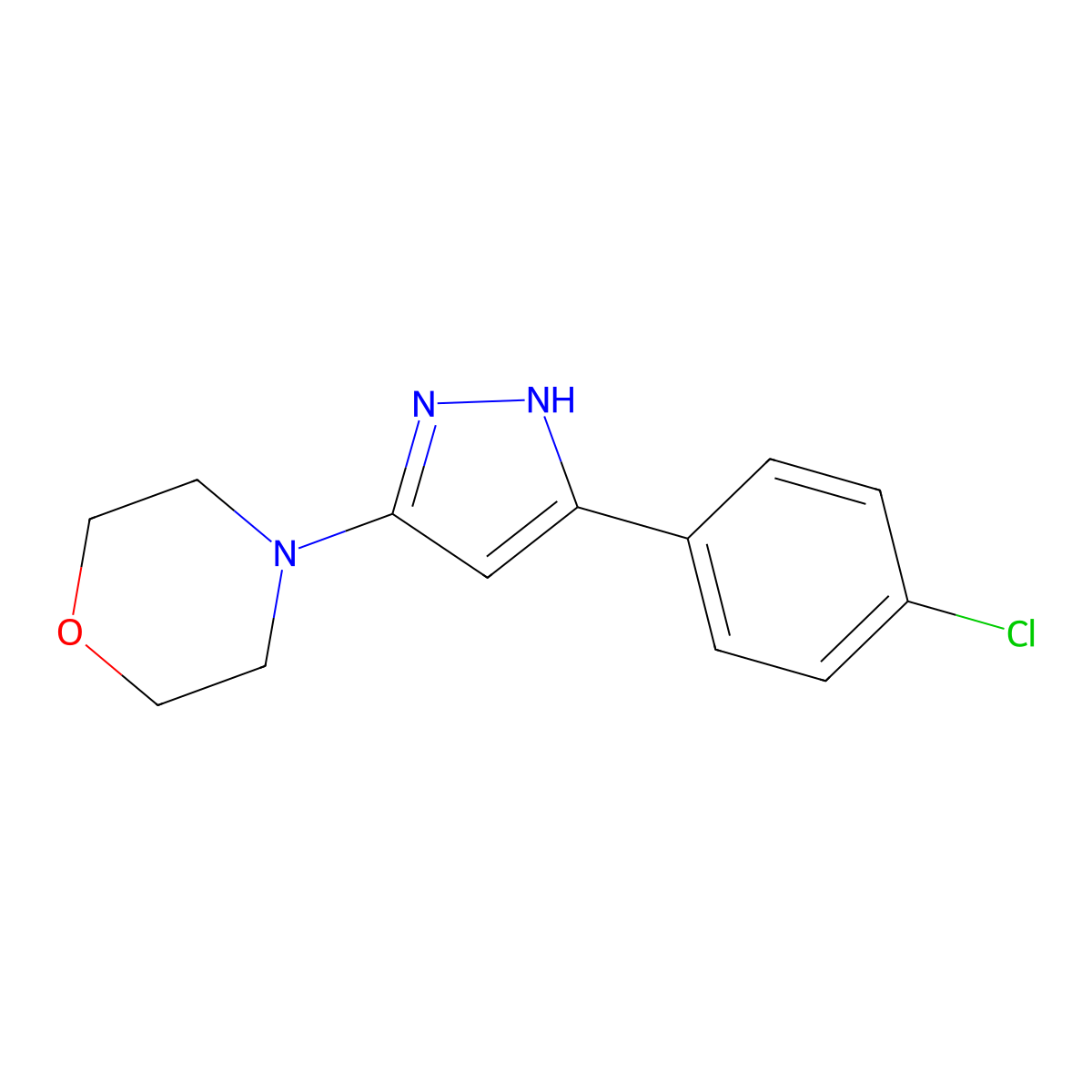 4-[3-(4-chlorophenyl)-1H-pyrazol-5-yl]morpholine molecular structure, CAS 477708-78-4