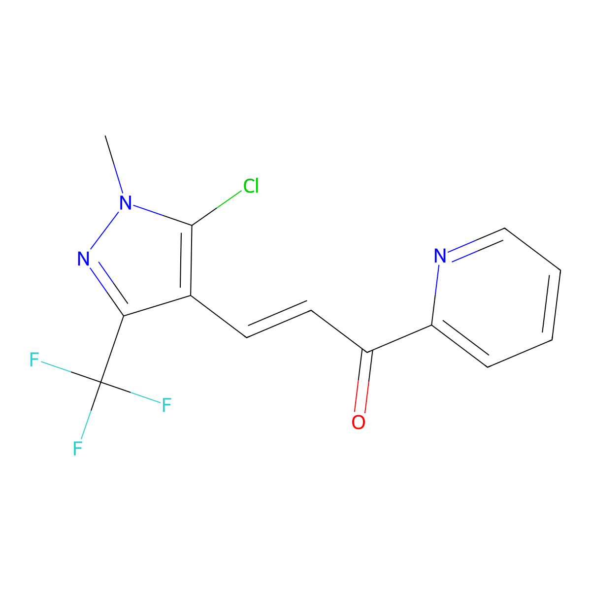(E)-3-[5-chloro-1-methyl-3-(trifluoromethyl)pyrazol-4-yl]-1-pyridin-2-ylprop-2-en-1-one molecular structure, CAS 477708-82-0