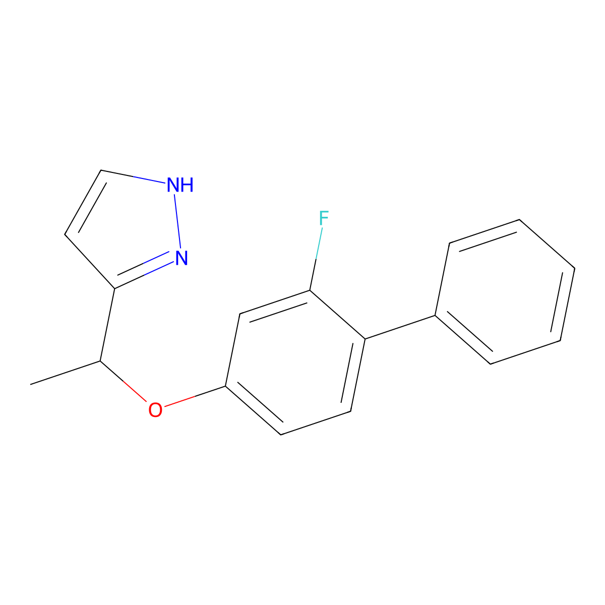 3-{1-[(2-fluoro[1,1'-biphenyl]-4-yl)oxy]ethyl}-1H-pyrazole molecular structure, CAS 477708-86-4