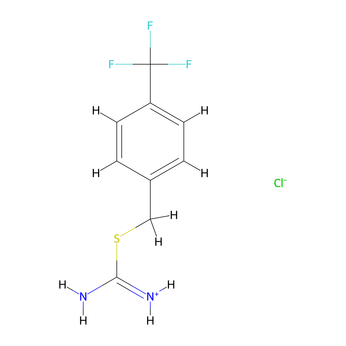 Amino{[4-(trifluoromethyl)benzyl]sulfanyl}methaniminium chloride molecular structure, CAS 477708-87-5