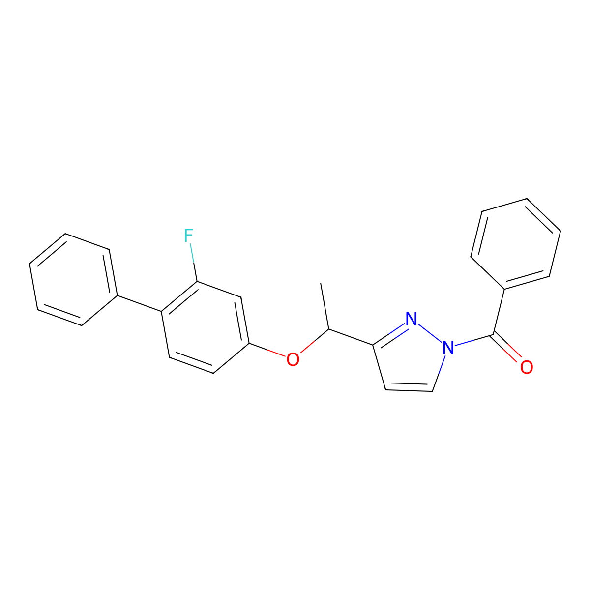 (3-{1-[(2-fluoro[1,1'-biphenyl]-4-yl)oxy]ethyl}-1H-pyrazol-1-yl)(phenyl)methanone molecular structure, CAS 477708-88-6