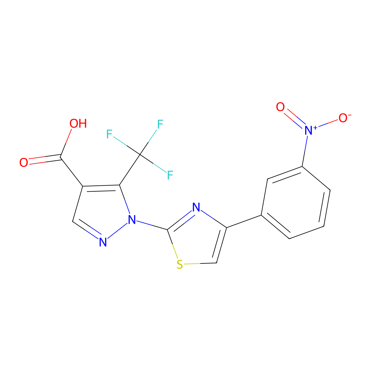 1-[4-(3-nitrophenyl)-1,3-thiazol-2-yl]-5-(trifluoromethyl)-1H-pyrazole-4-carboxylic acid molecular structure, CAS 477708-91-1