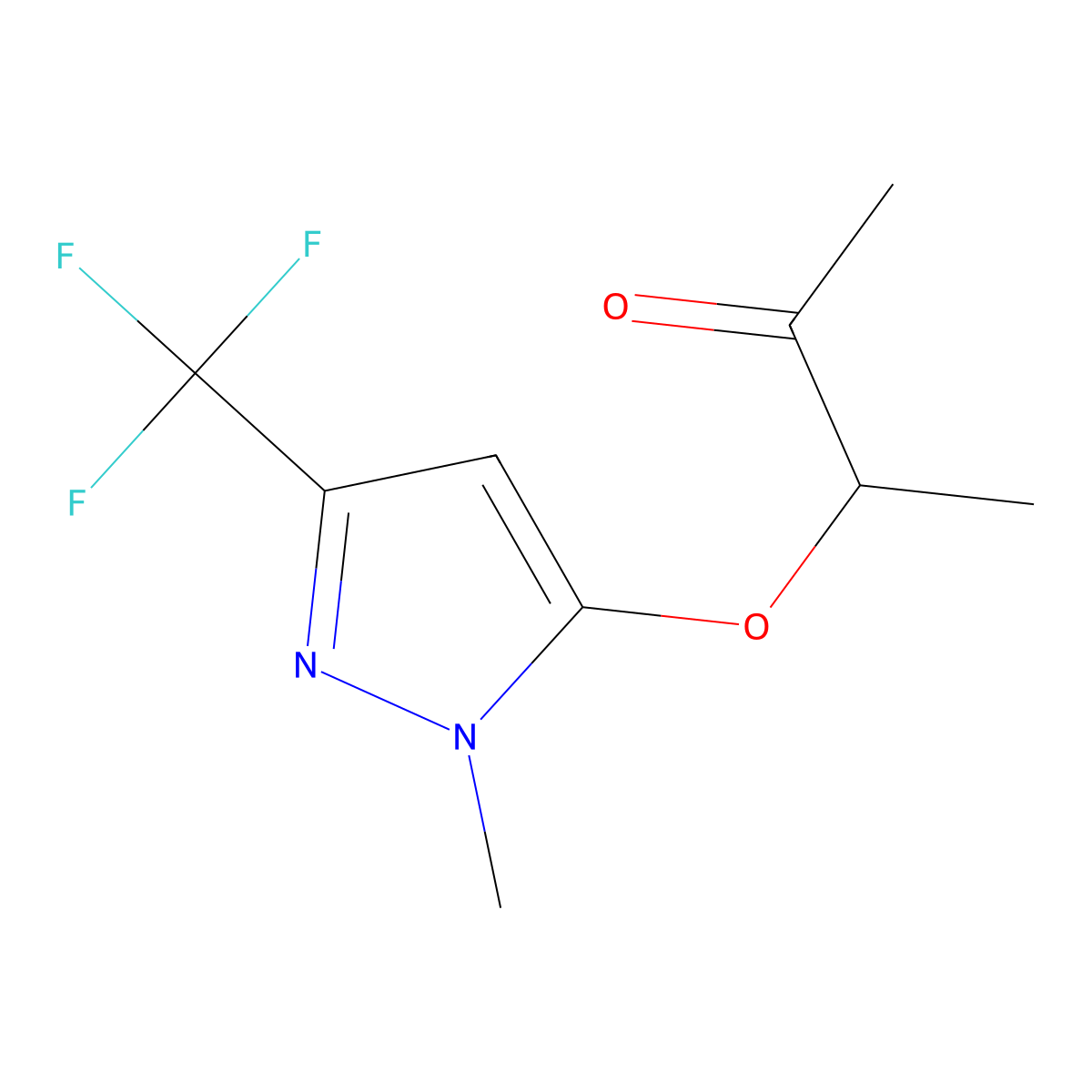3-{[1-methyl-3-(trifluoromethyl)-1H-pyrazol-5-yl]oxy}-2-butanone molecular structure, CAS 477708-98-8