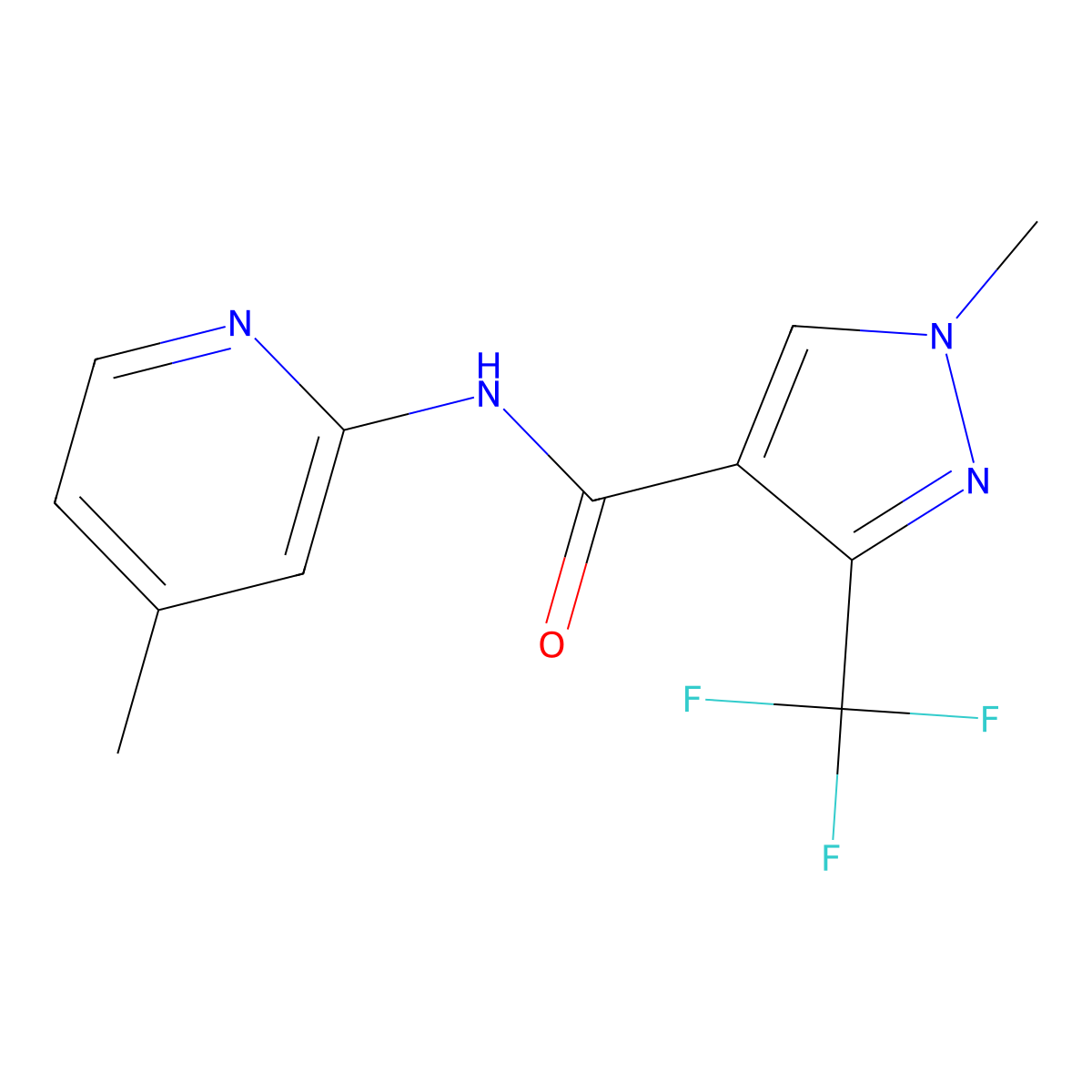 1-methyl-N-(4-methyl-2-pyridinyl)-3-(trifluoromethyl)-1H-pyrazole-4-carboxamide molecular structure, CAS 477709-06-1