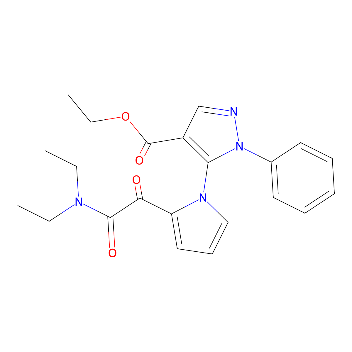 ethyl 5-{2-[2-(diethylamino)-2-oxoacetyl]-1H-pyrrol-1-yl}-1-phenyl-1H-pyrazole-4-carboxylate molecular structure, CAS 477709-21-0