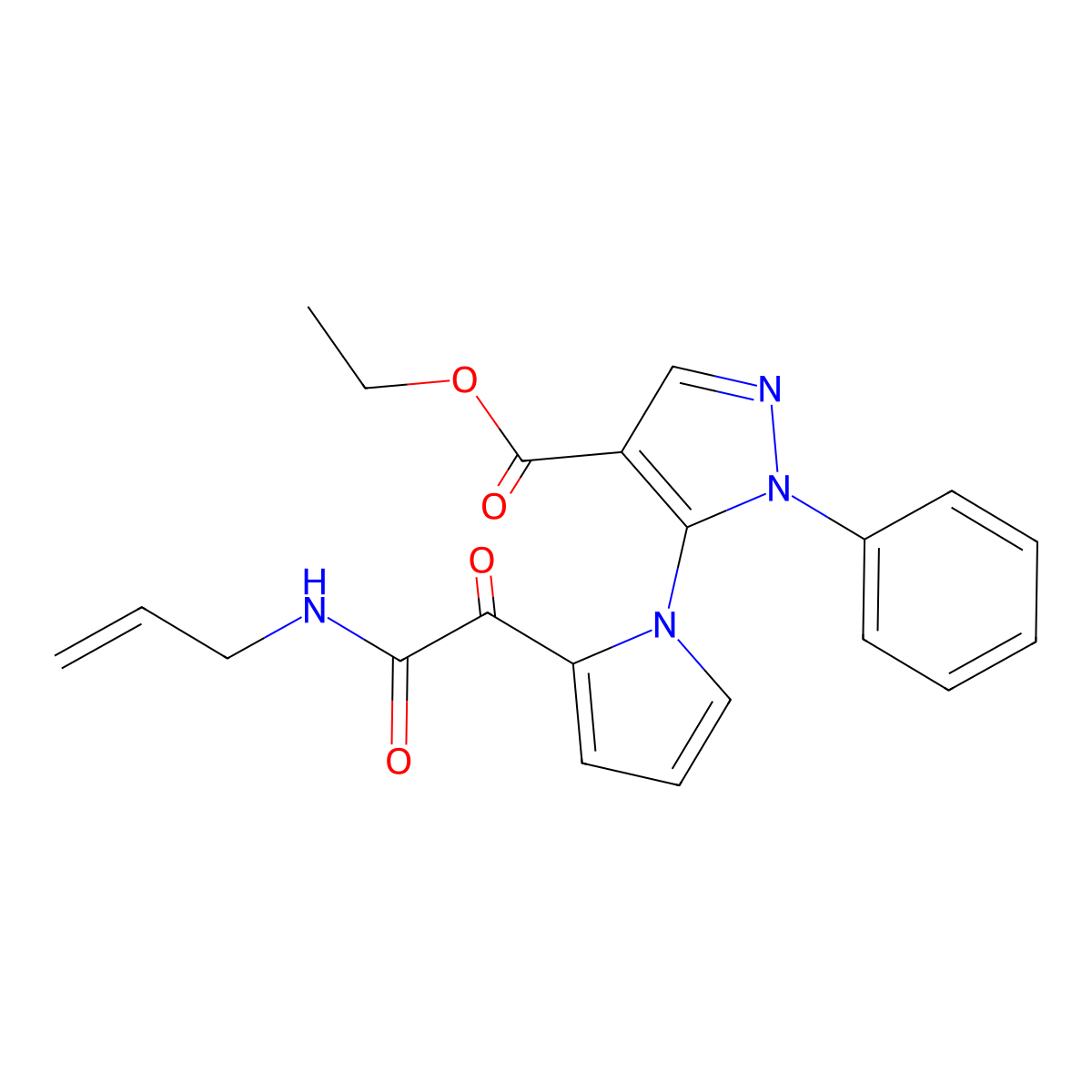 ethyl 5-{2-[2-(allylamino)-2-oxoacetyl]-1H-pyrrol-1-yl}-1-phenyl-1H-pyrazole-4-carboxylate molecular structure, CAS 477709-22-1