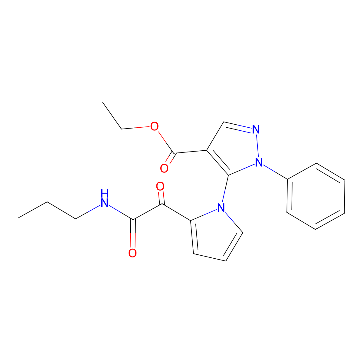 ethyl 5-{2-[2-oxo-2-(propylamino)acetyl]-1H-pyrrol-1-yl}-1-phenyl-1H-pyrazole-4-carboxylate molecular structure, CAS 477709-25-4