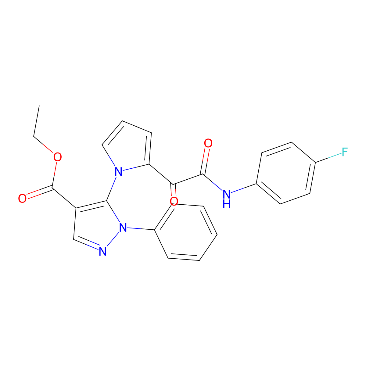 ethyl 5-{2-[2-(4-fluoroanilino)-2-oxoacetyl]-1H-pyrrol-1-yl}-1-phenyl-1H-pyrazole-4-carboxylate molecular structure, CAS 477709-27-6