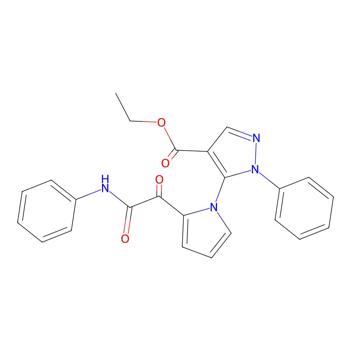 ethyl 5-[2-(2-anilino-2-oxoacetyl)-1H-pyrrol-1-yl]-1-phenyl-1H-pyrazole-4-carboxylate molecular structure, CAS 477709-28-7