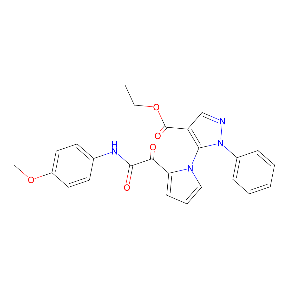 ethyl 5-{2-[2-(4-methoxyanilino)-2-oxoacetyl]-1H-pyrrol-1-yl}-1-phenyl-1H-pyrazole-4-carboxylate molecular structure, CAS 477709-29-8