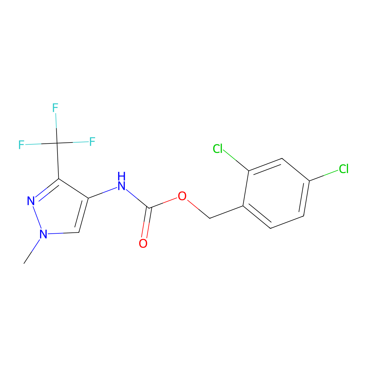 (2,4-dichlorophenyl)methyl N-[1-methyl-3-(trifluoromethyl)pyrazol-4-yl]carbamate molecular structure, CAS 477709-57-2