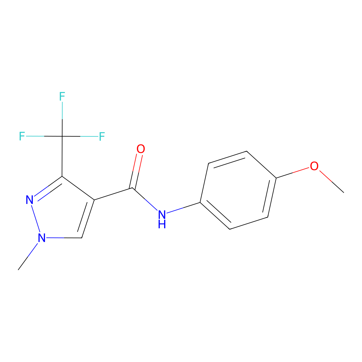 N-(4-methoxyphenyl)-1-methyl-3-(trifluoromethyl)-1H-pyrazole-4-carboxamide molecular structure, CAS 477709-58-3