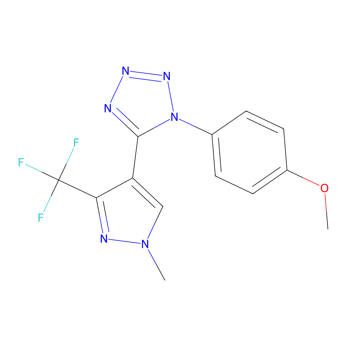 1-(4-methoxyphenyl)-5-[1-methyl-3-(trifluoromethyl)-1H-pyrazol-4-yl]-1H-1,2,3,4-tetraazole molecular structure, CAS 477709-60-7