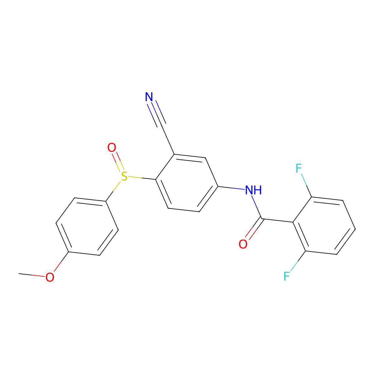 N-{3-cyano-4-[(4-methoxyphenyl)sulfinyl]phenyl}-2,6-difluorobenzenecarboxamide molecular structure, CAS 477709-93-6
