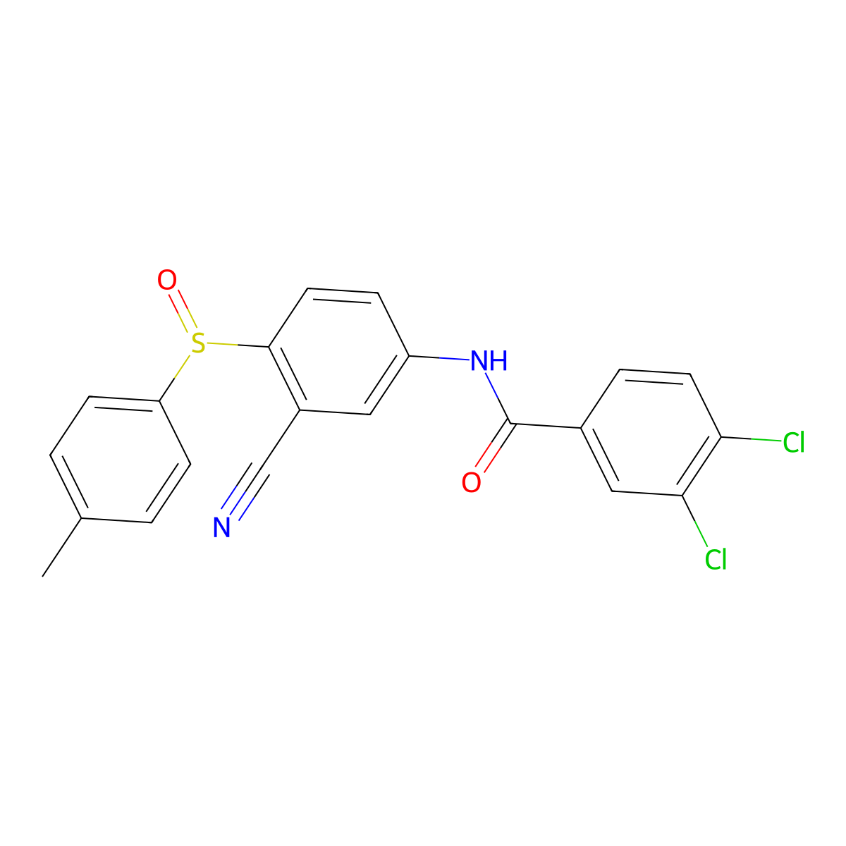 3,4-dichloro-N-{3-cyano-4-[(4-methylphenyl)sulfinyl]phenyl}benzenecarboxamide molecular structure, CAS 477709-95-8