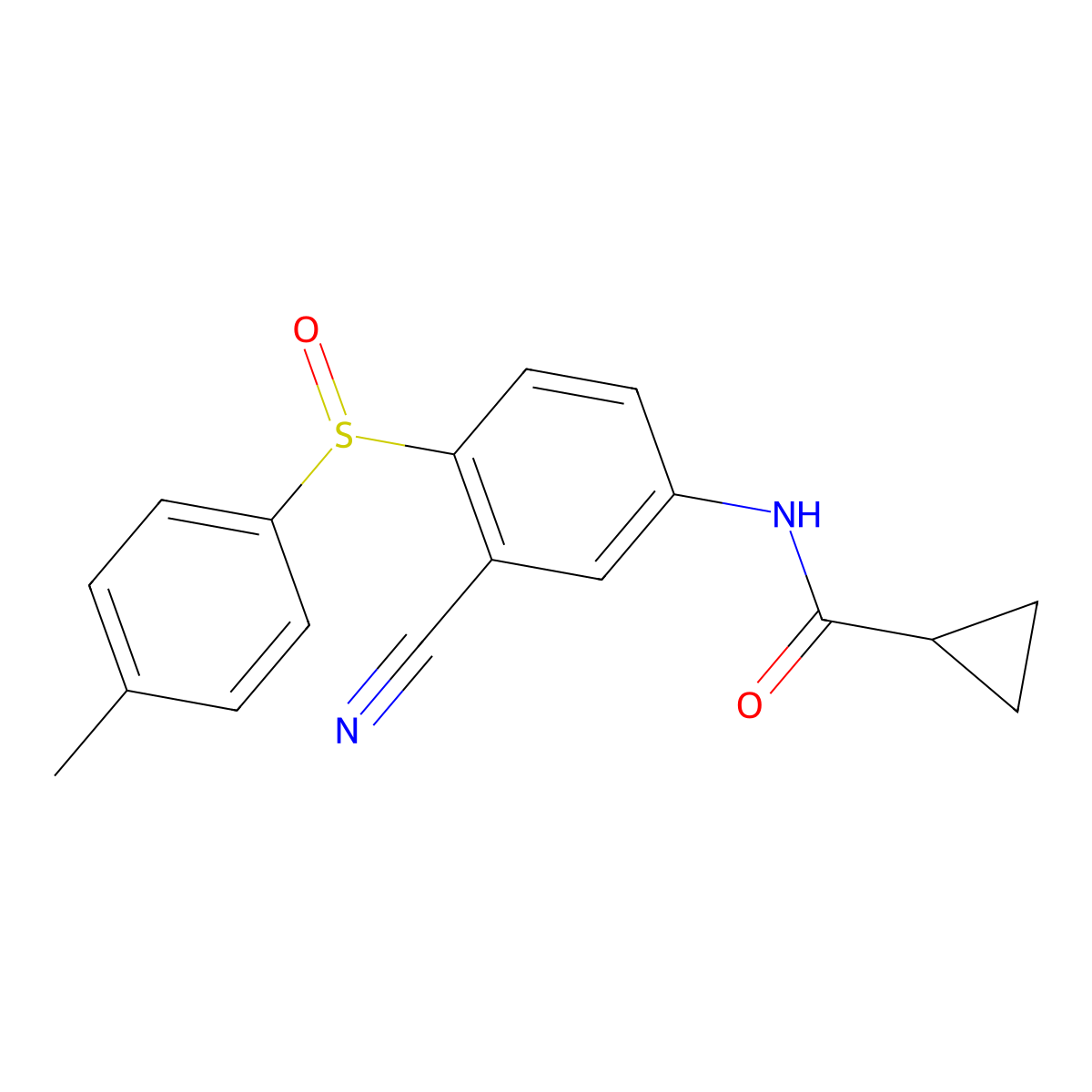 N-{3-cyano-4-[(4-methylphenyl)sulfinyl]phenyl}cyclopropanecarboxamide molecular structure, CAS 477710-05-7