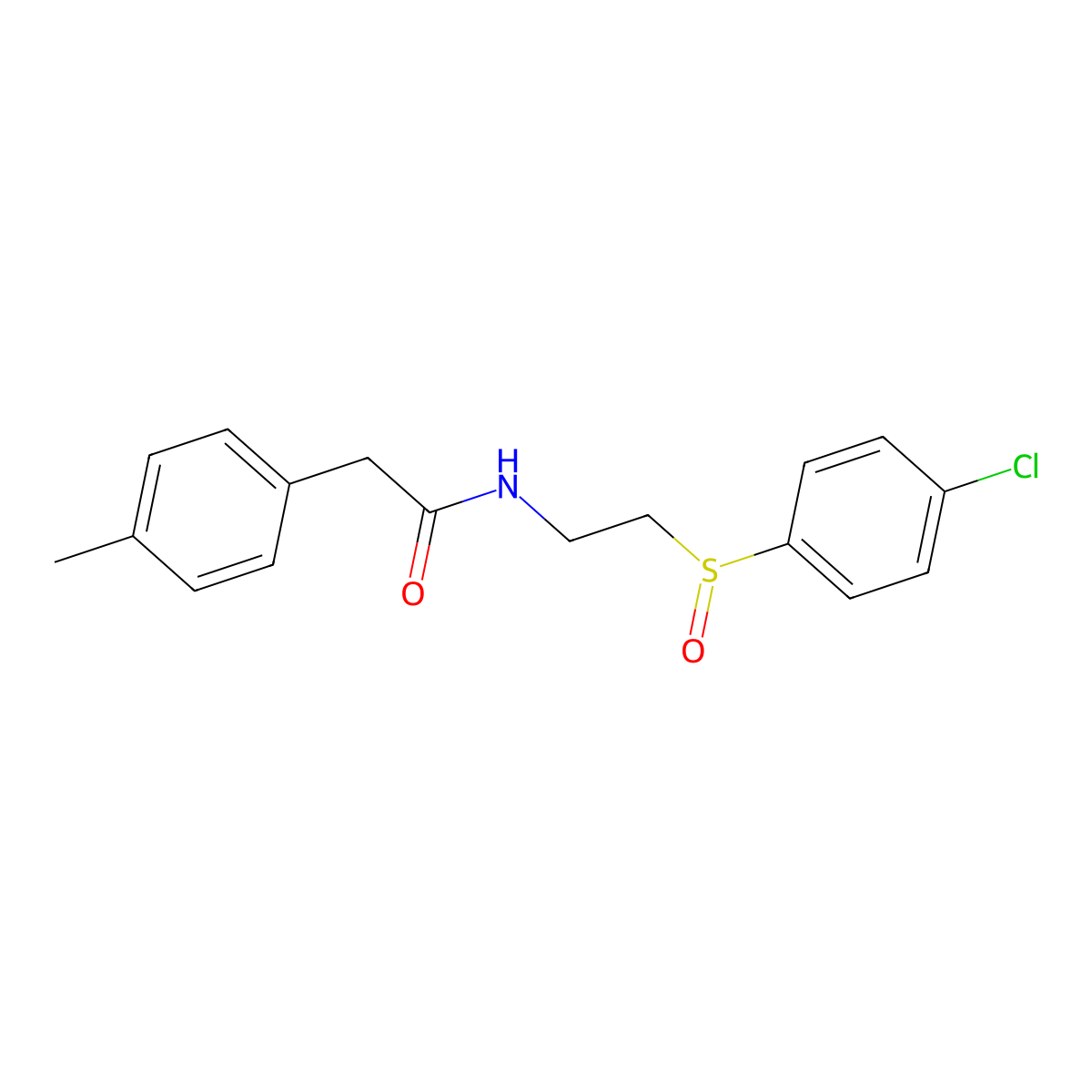N-(2-((4-Chlorophenyl)sulfinyl)ethyl)-2-(4-methylphenyl)acetamide molecular structure, CAS 477710-08-0