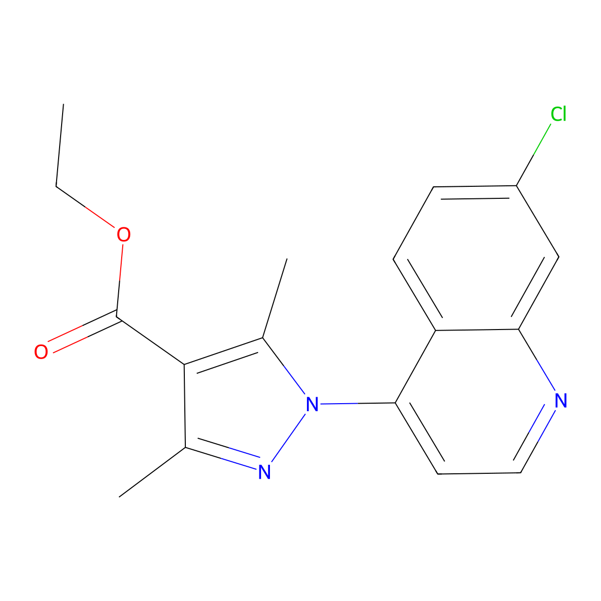 ethyl 1-(7-chloro-4-quinolinyl)-3,5-dimethyl-1H-pyrazole-4-carboxylate molecular structure, CAS 477710-23-9
